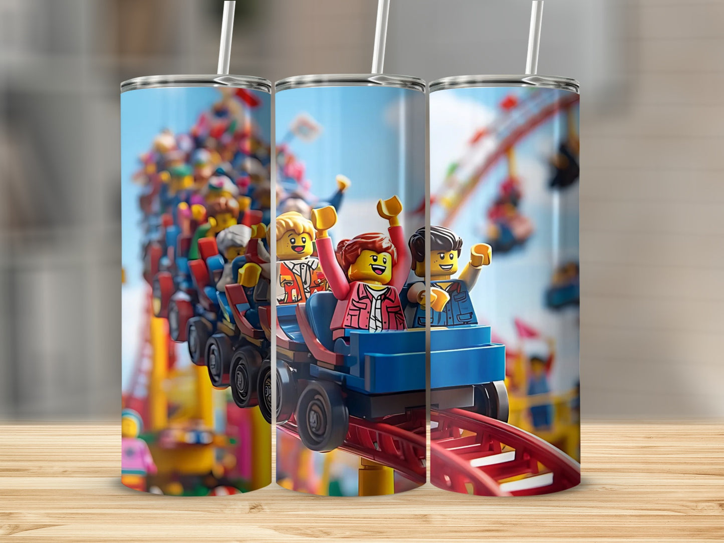Fun LEGO Theme Roller Coaster Design Tumbler Cup