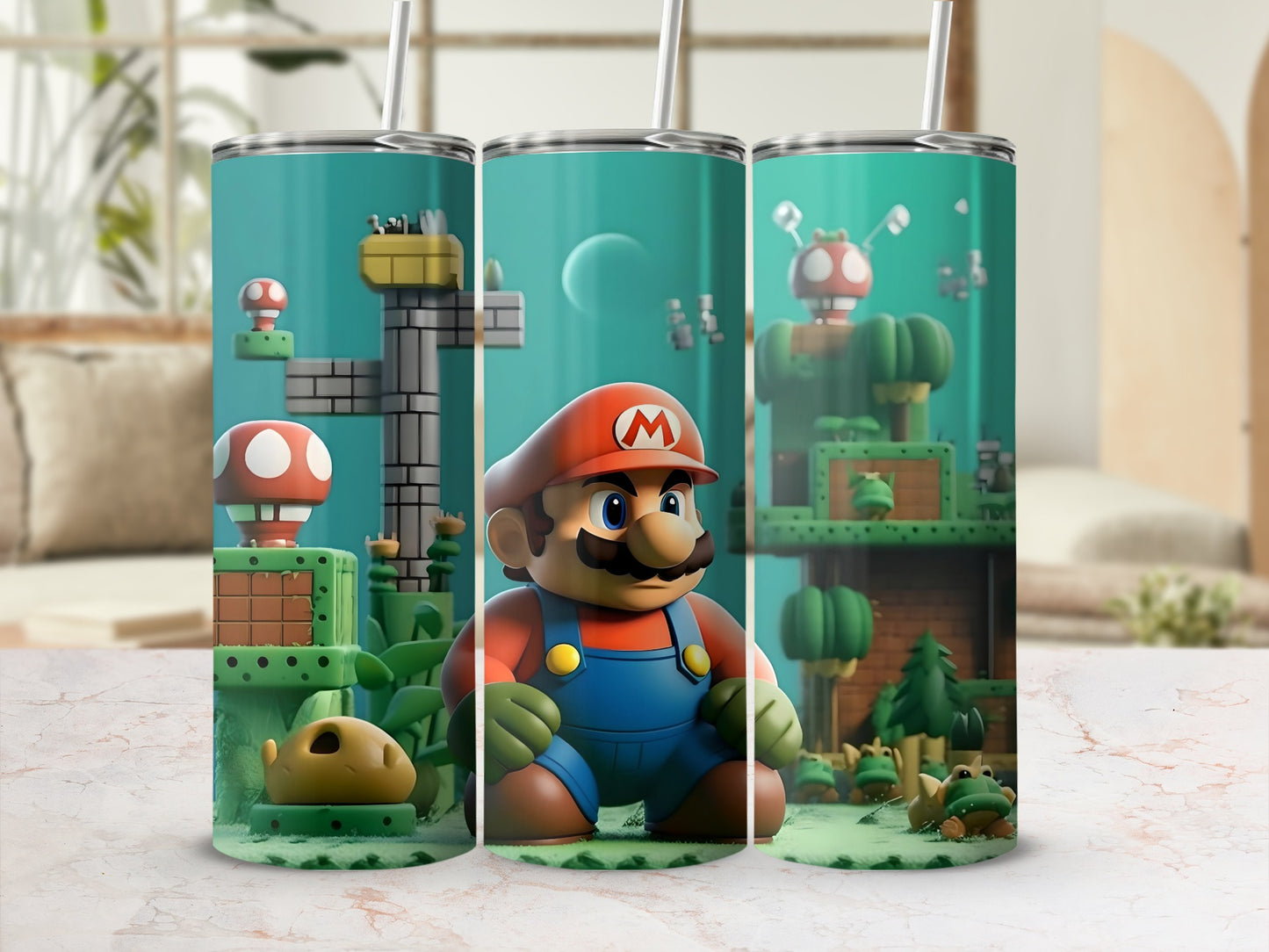 Colorful Mario Themed High-Quality Tumbler Cup