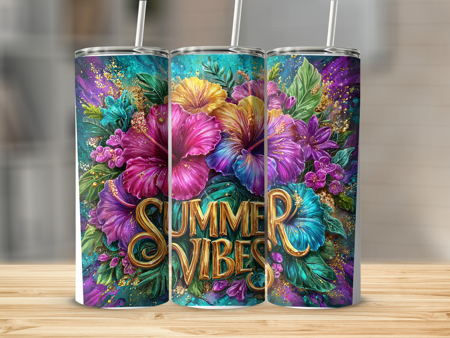 Summer Vibes Floral Design Tumblers