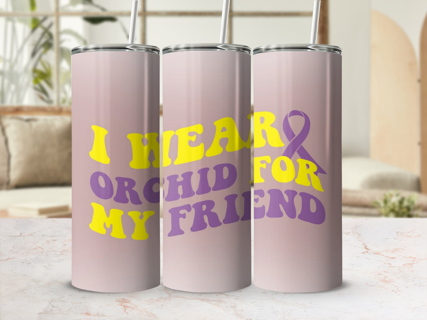'I Wear Orchid for My Friend Awareness Tumbler'
