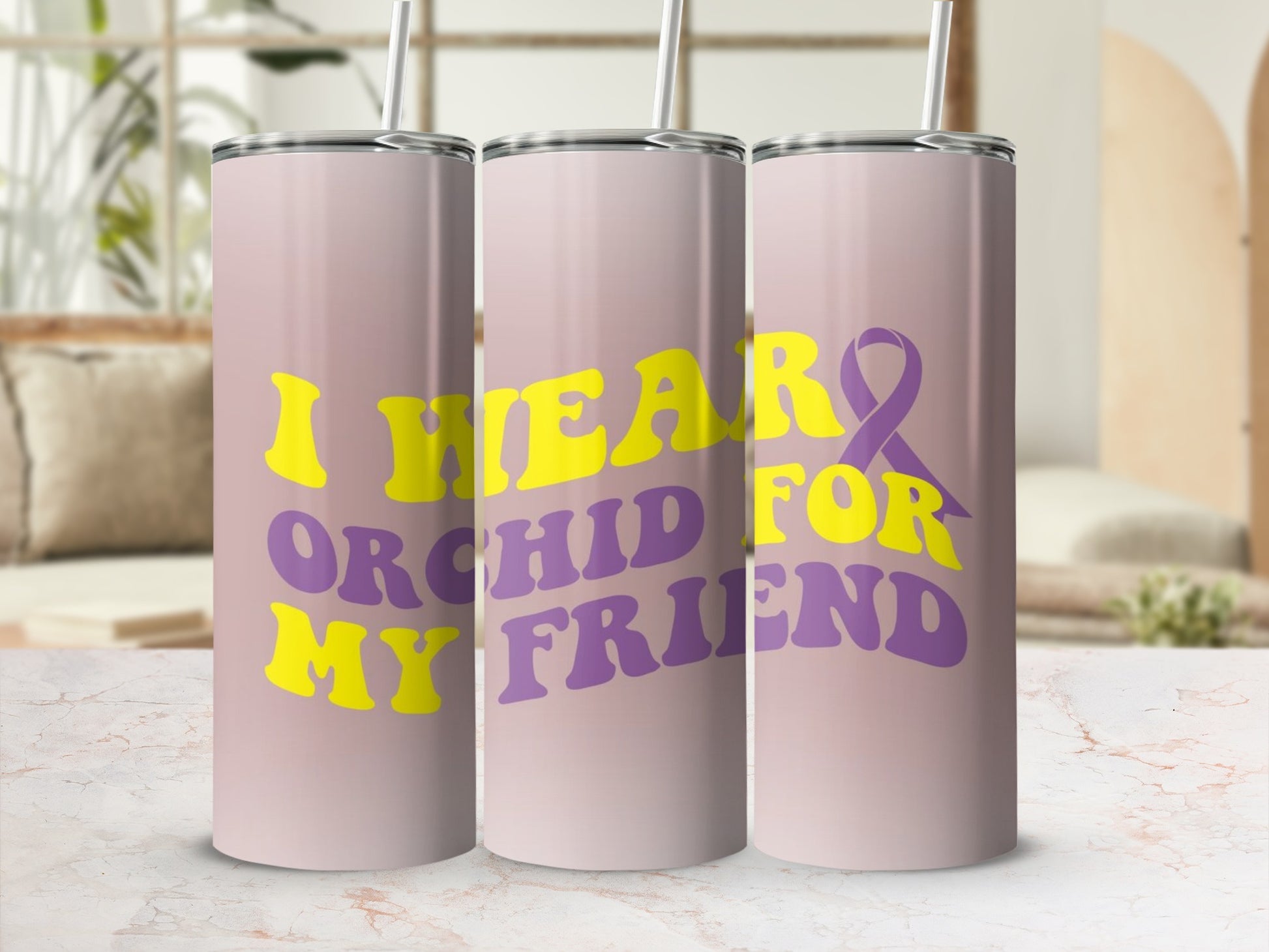 'I Wear Orchid for My Friend Awareness Tumbler'