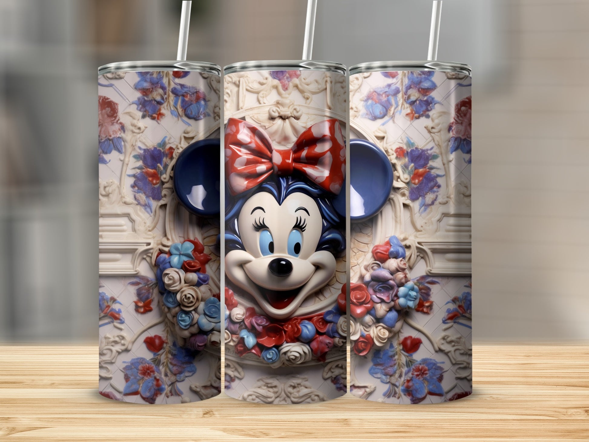 Floral Minnie Mouse Design Tumbler for Fun Hydration