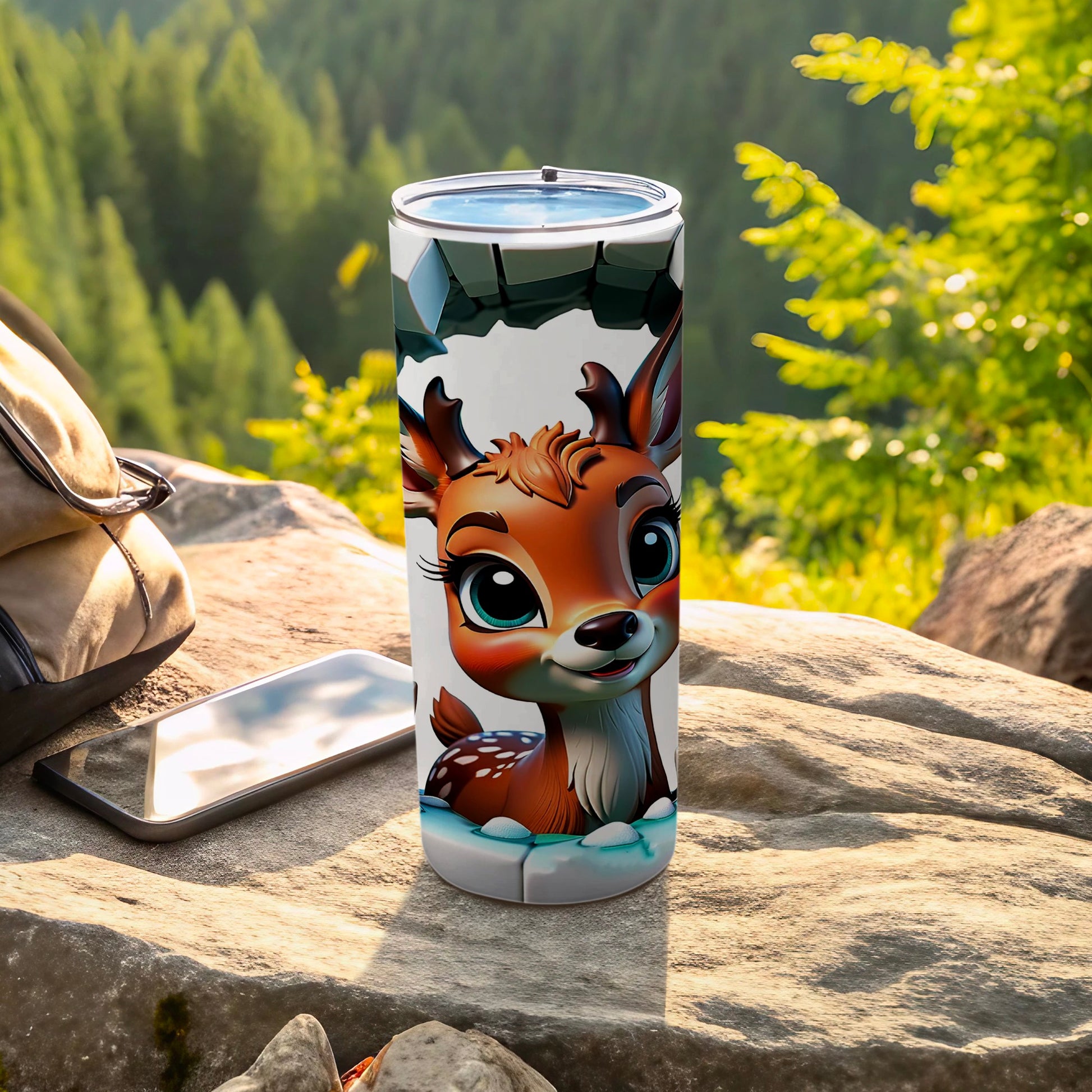 Adorable Cartoon Deer Design Stainless Steel Tumbler