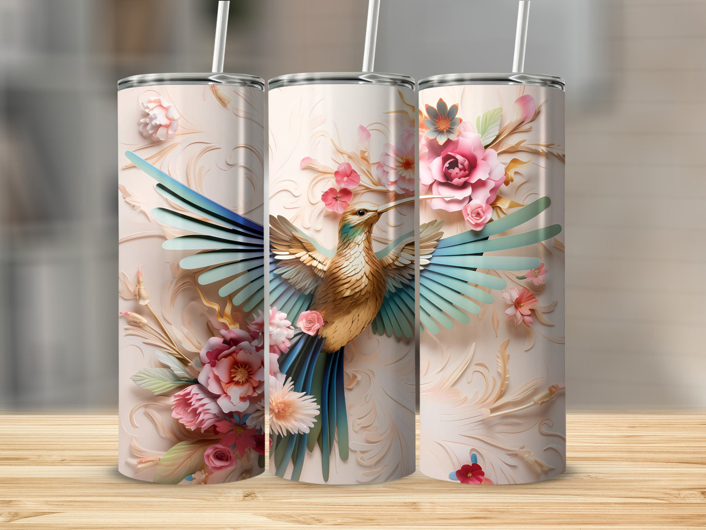Hummingbird Flower Art Design Tumbler Insulated Cup product type
