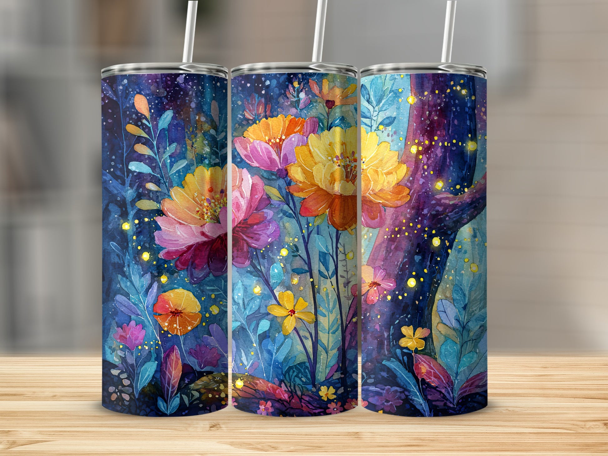 Vibrant Floral Abstract Design Tall Insulated Tumbler