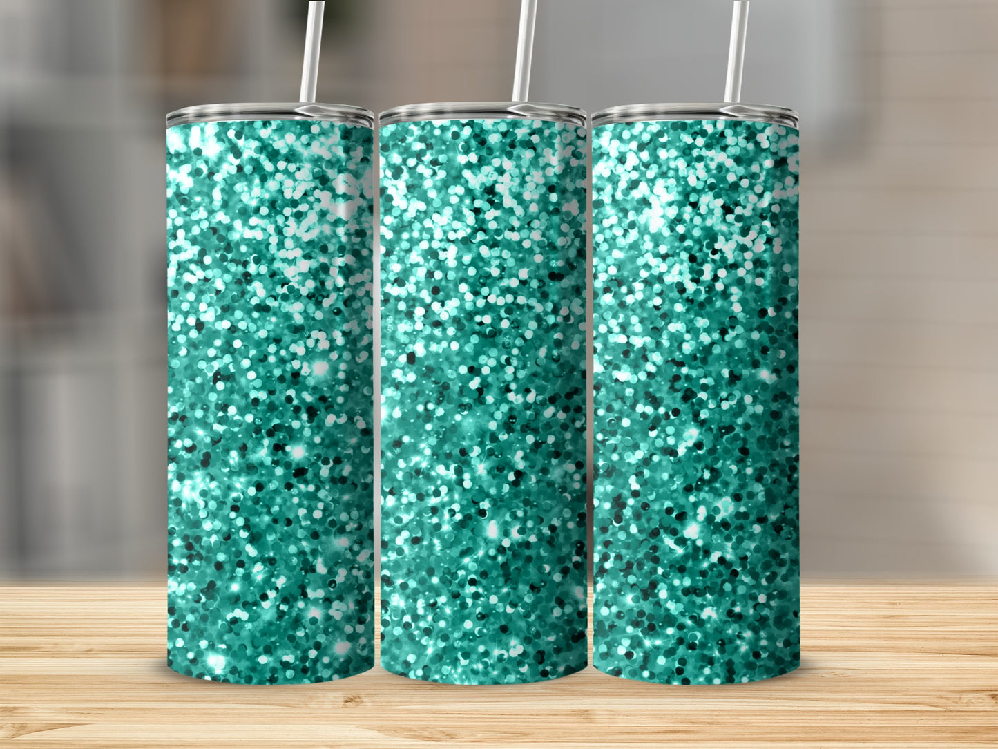 Sparkling Teal Glitter Tumbler Insulated Drinkware