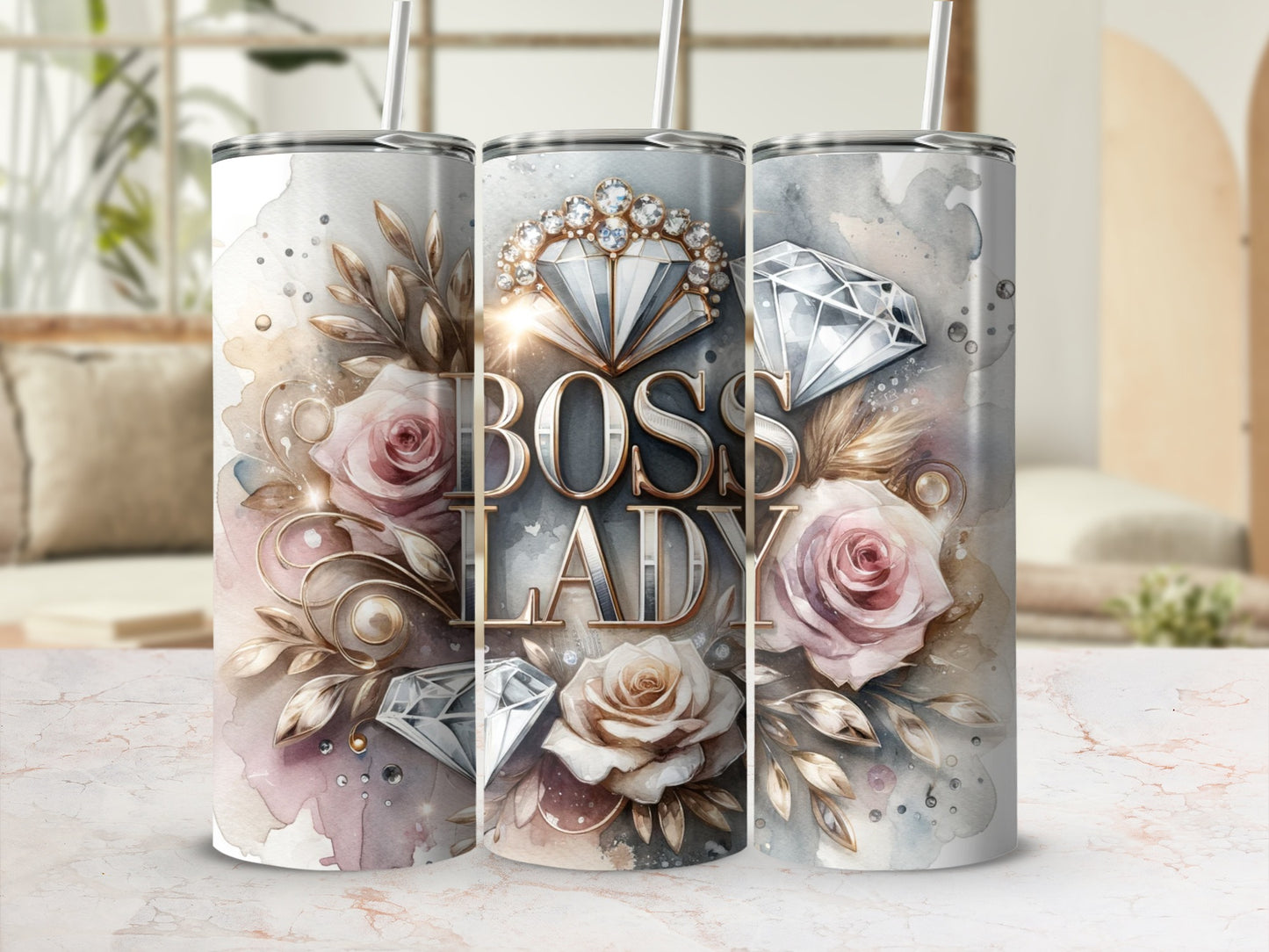 Sparkling Diamond BOSS LADY Pink Rose Gold Accents product type