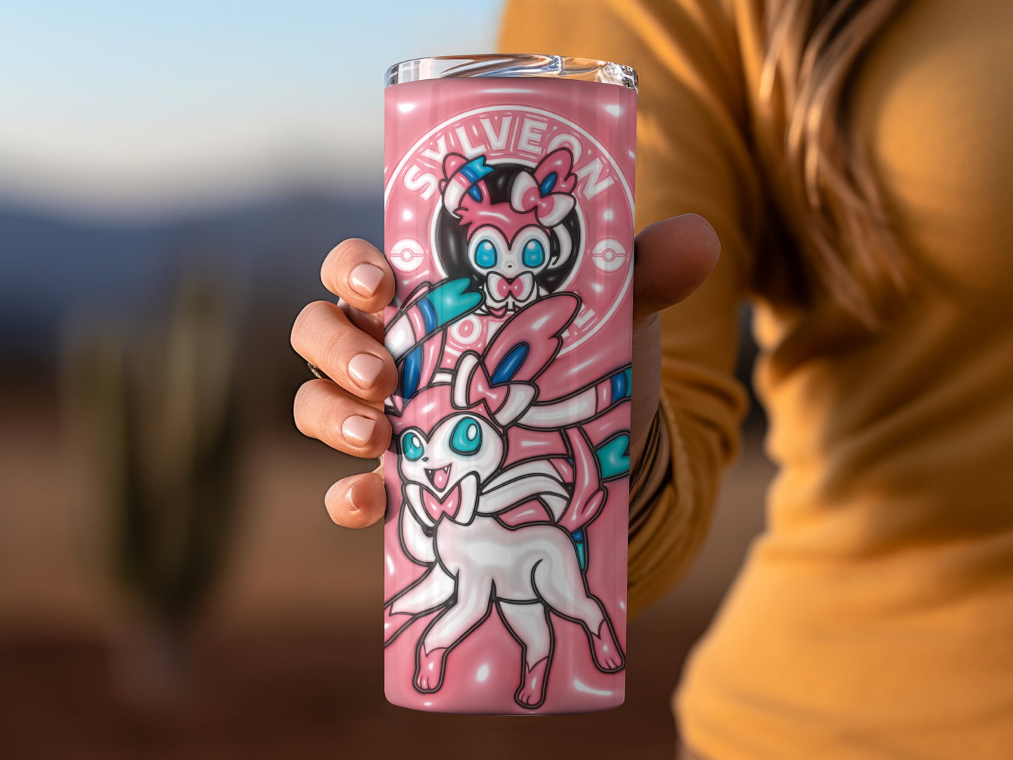Sylveon Design Pink and Cute Artwork Tumbler Product