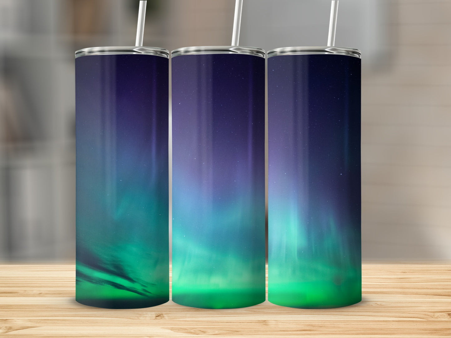 Northern Lights Themed Insulated Travel Tumbler Cup