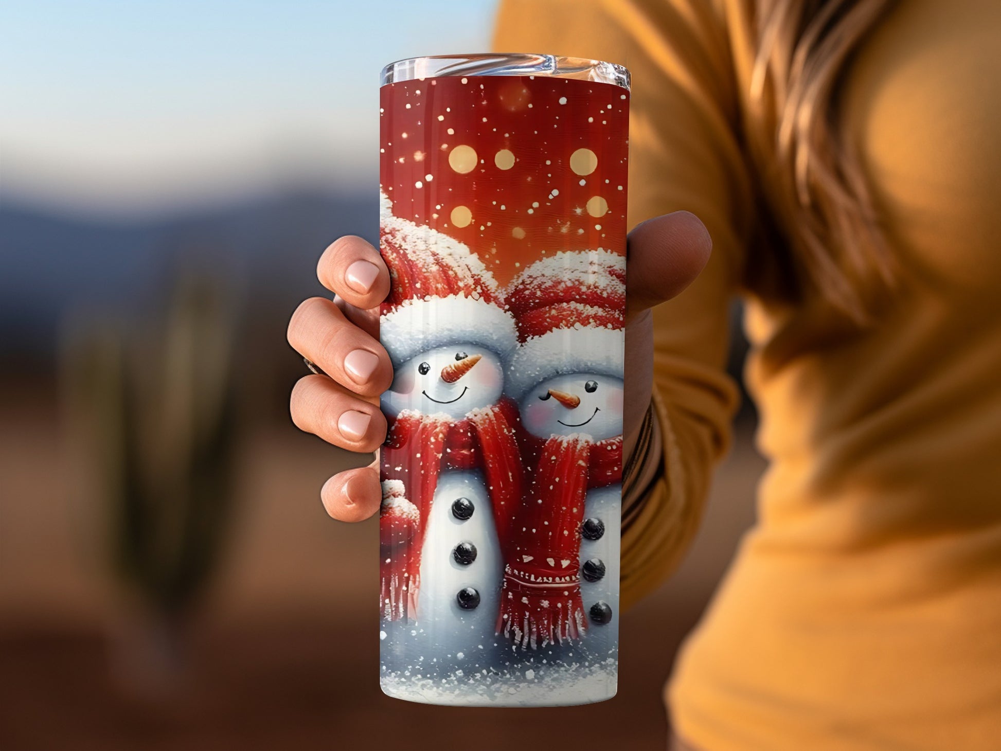Festive Snowman Design Insulated Holiday Mug Tumbler