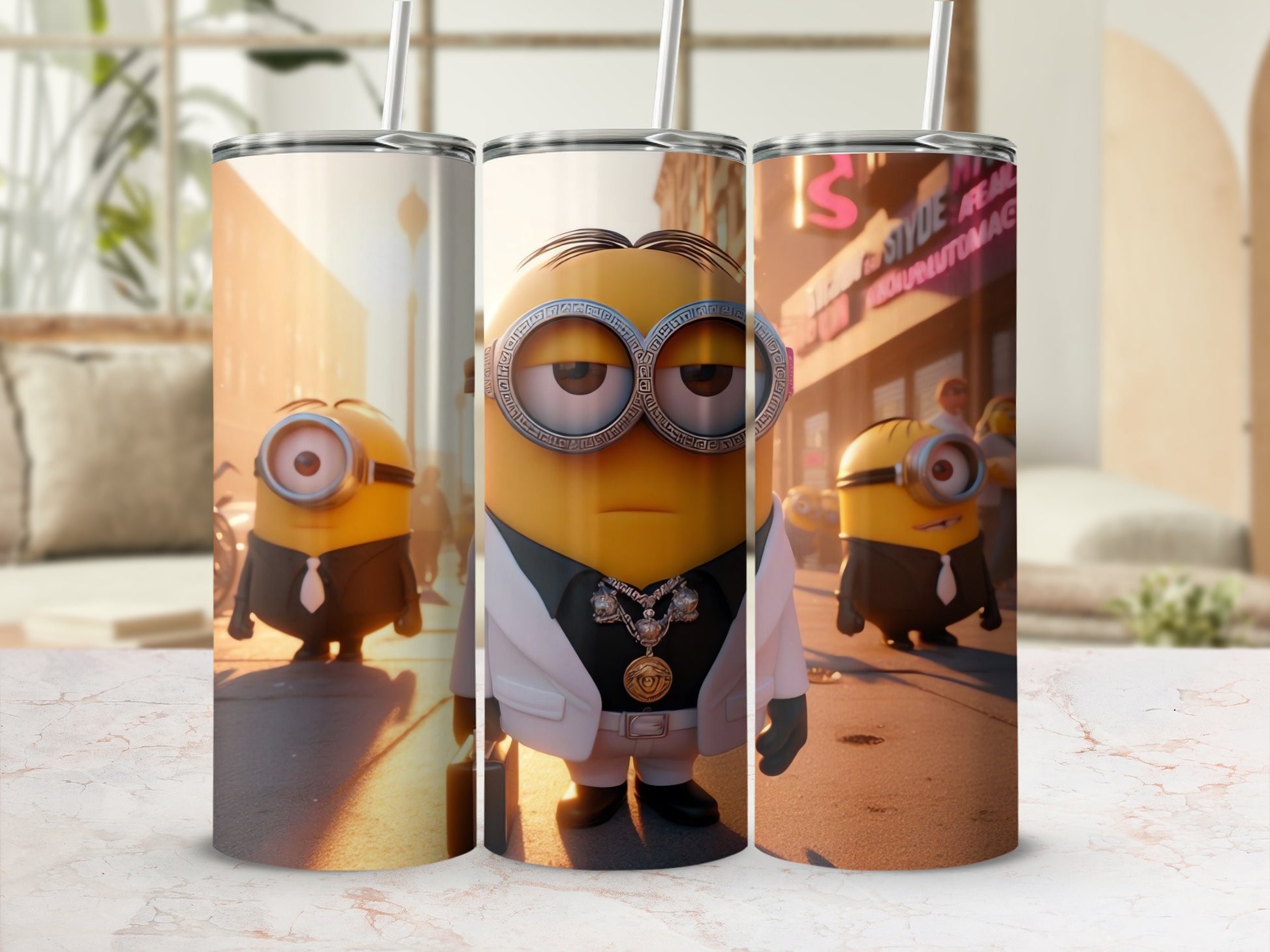 Minions characters design stainless steel tumbler