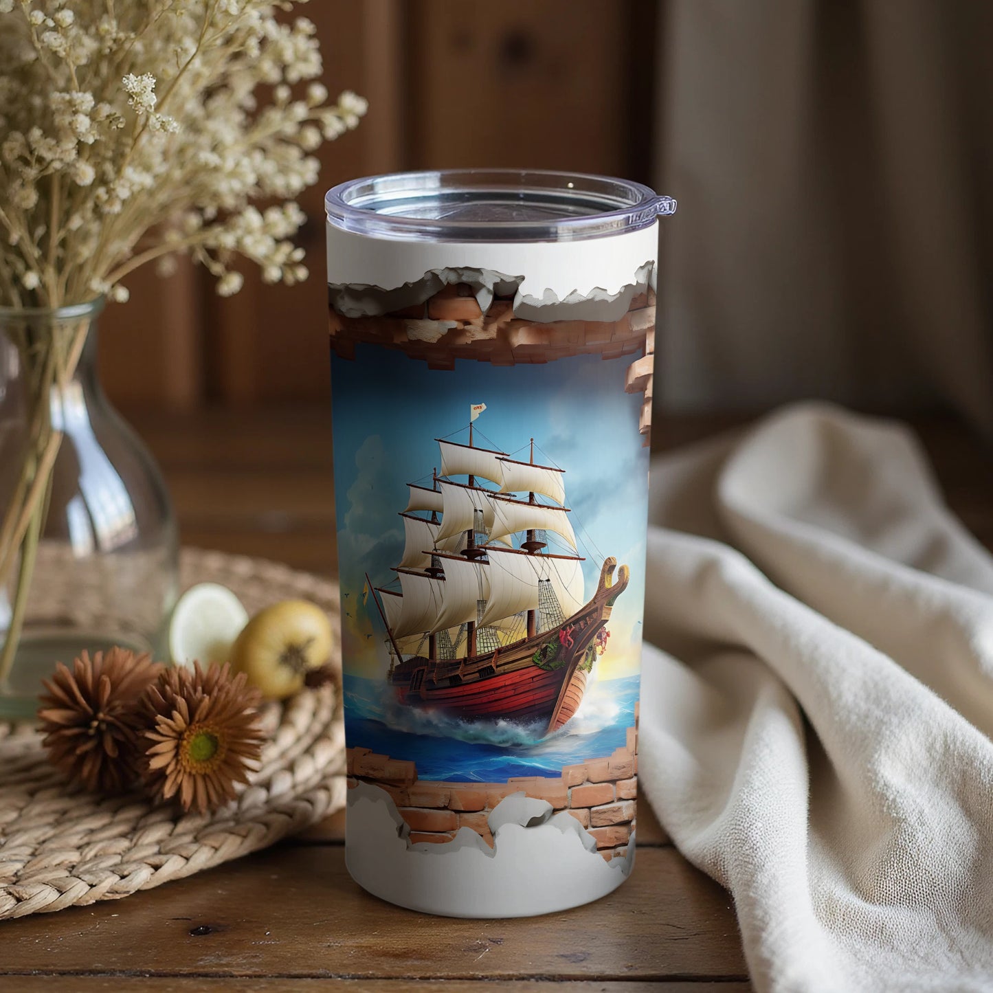 Vintage Sailing Ship Art Insulated Tumbler