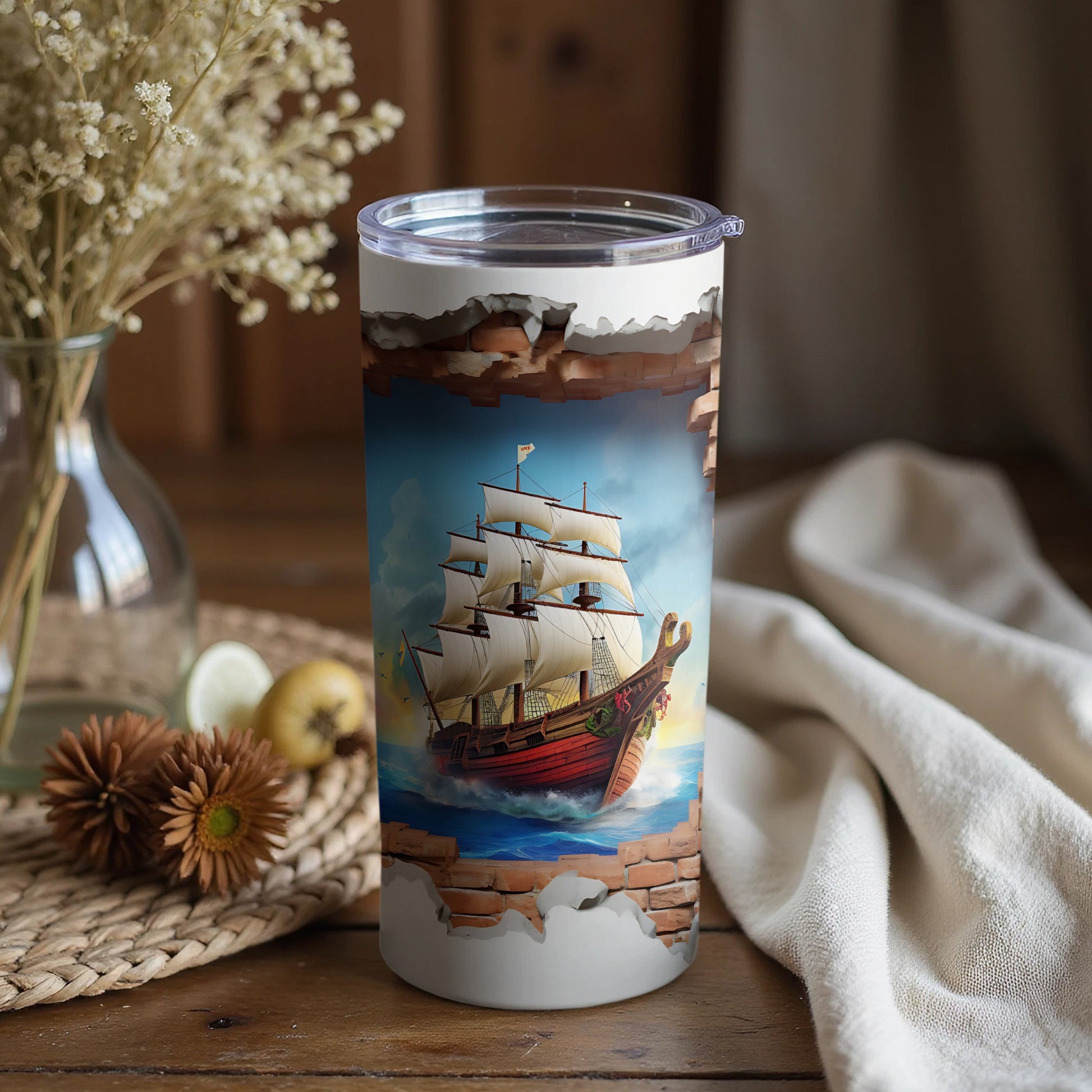 Vintage Sailing Ship Art Insulated Tumbler