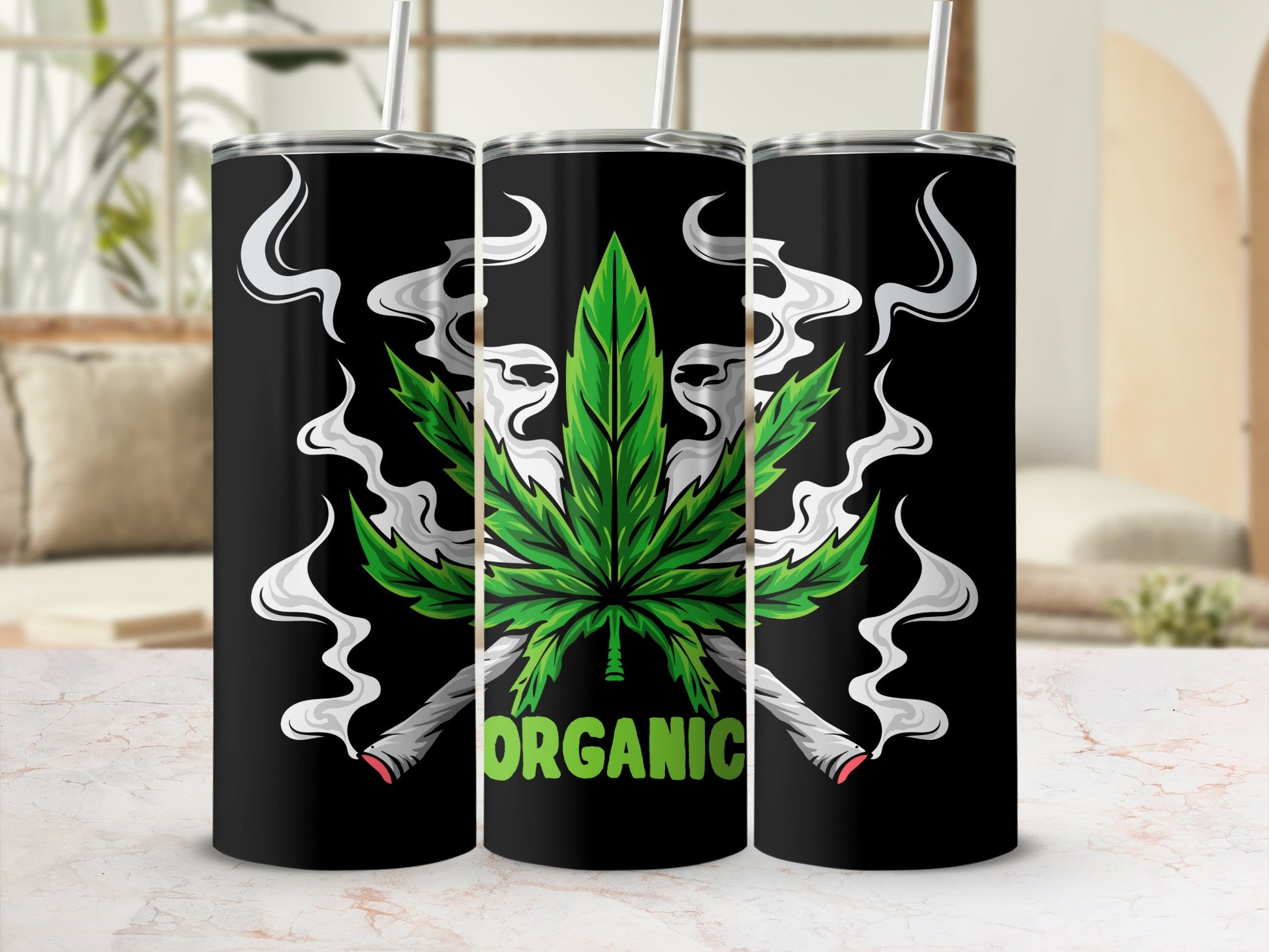 Organic Leaf Design Insulated Tumbler Stainless Steel