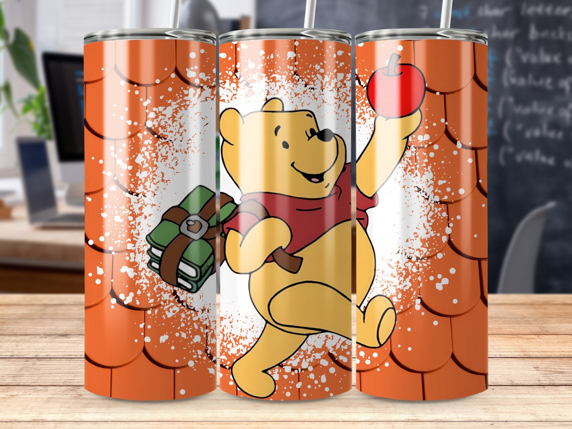 Cute Bear with Apple and Books Tumbler product