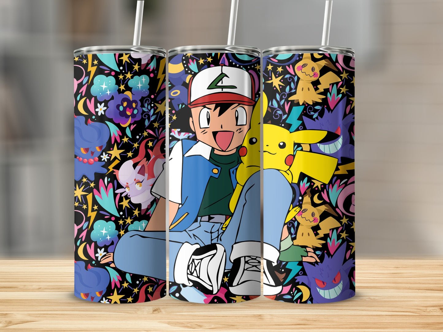 Colorful Pokemon Character Tumbler with Fun Patterns