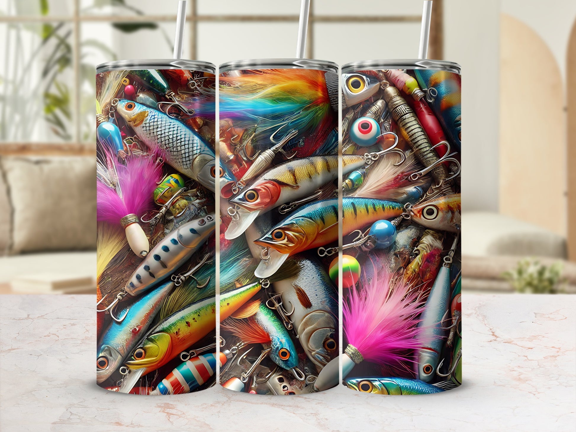 Vibrant Fishing Lures Pattern Drink Tumbler product type