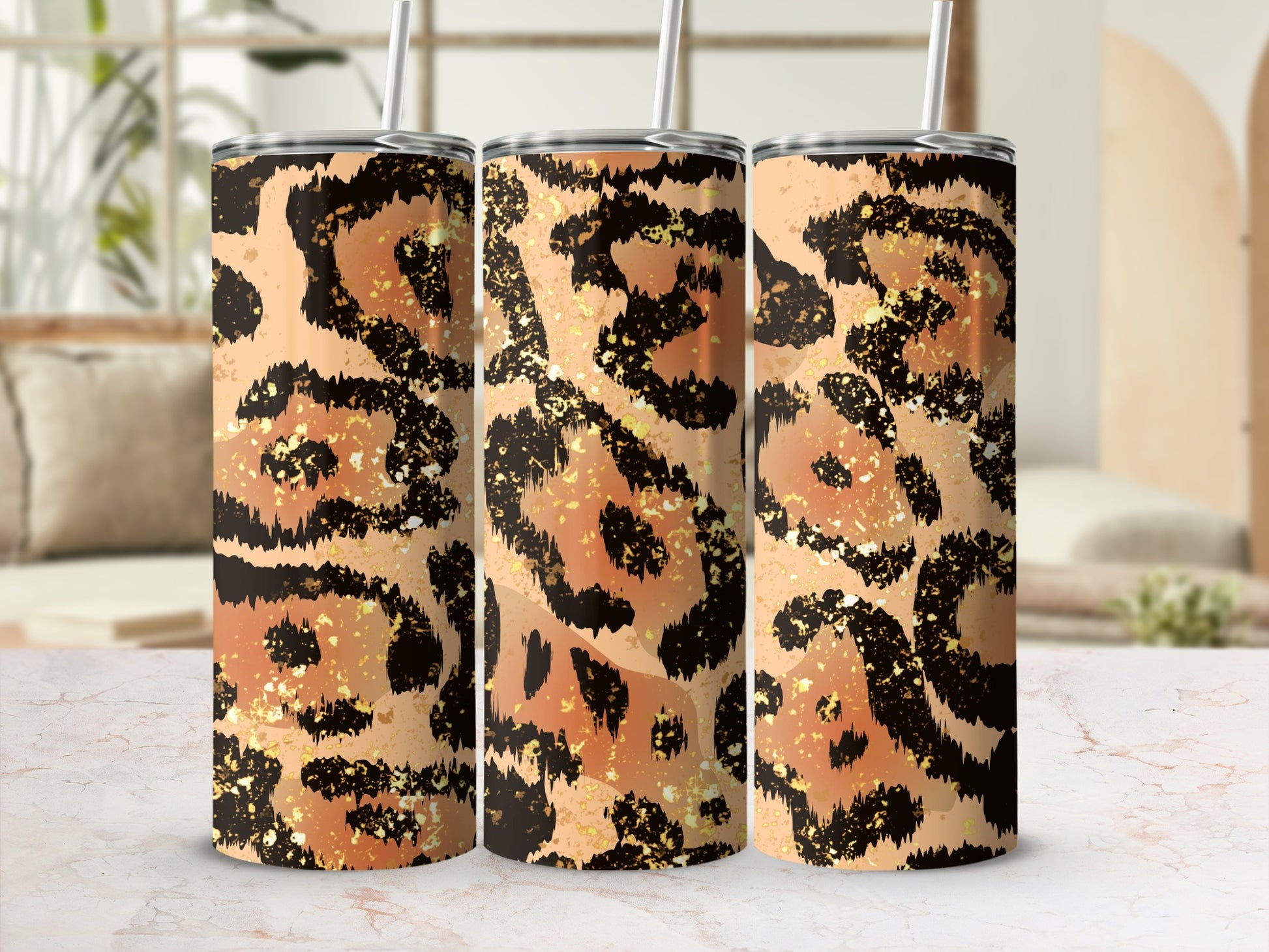 Stylish Leopard Print with Gold Highlights Tumbler