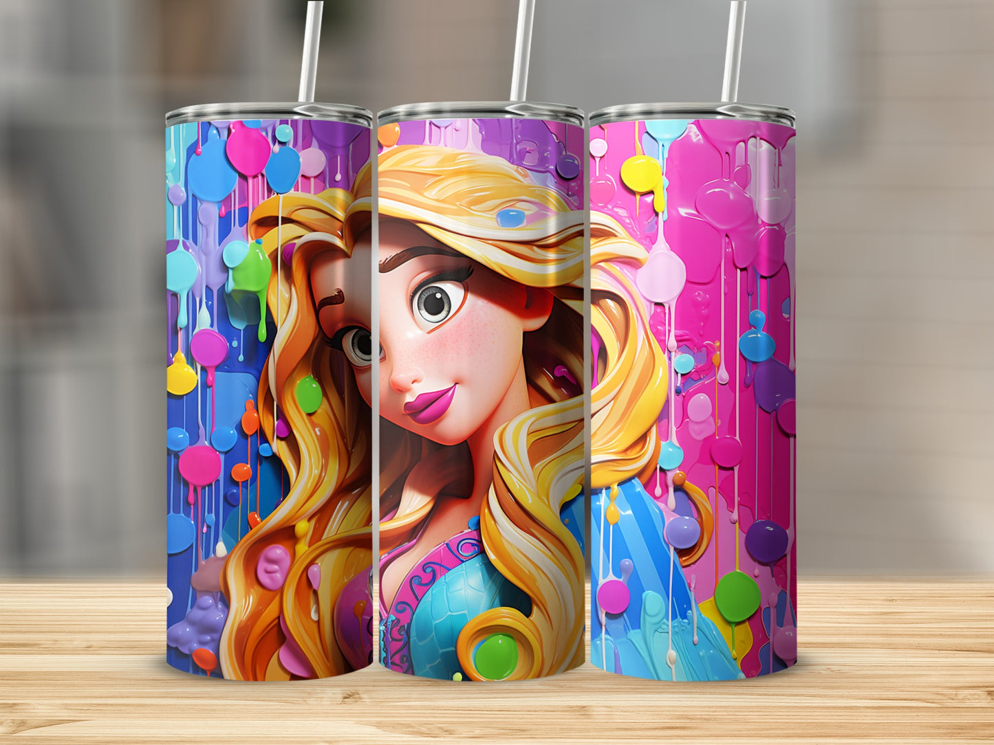 Colorful Animated Character with Drips tumbler