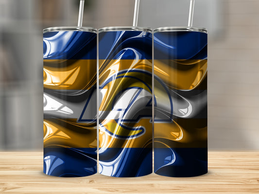 Rams Logo In Motion Blue Gold and White Abstract Tumblers