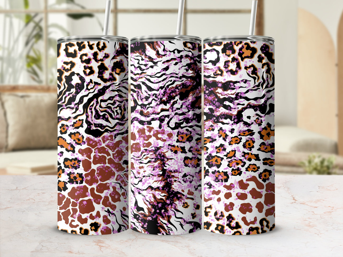 Vibrant Abstract Animal Print Design Tumbler