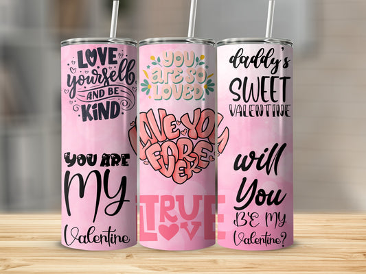 Valentine's Day Themed Straight Straw Tumbler Cup