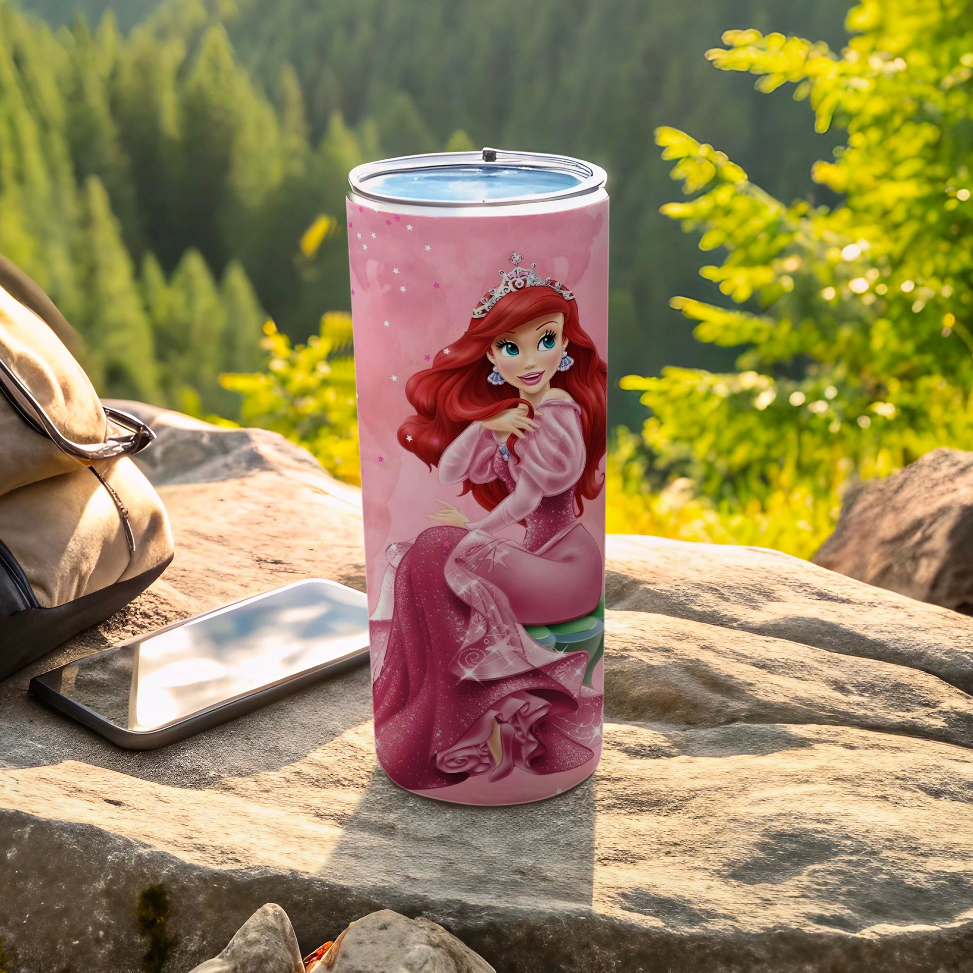Princess Themed Tumbler with Cute Princess Illustration