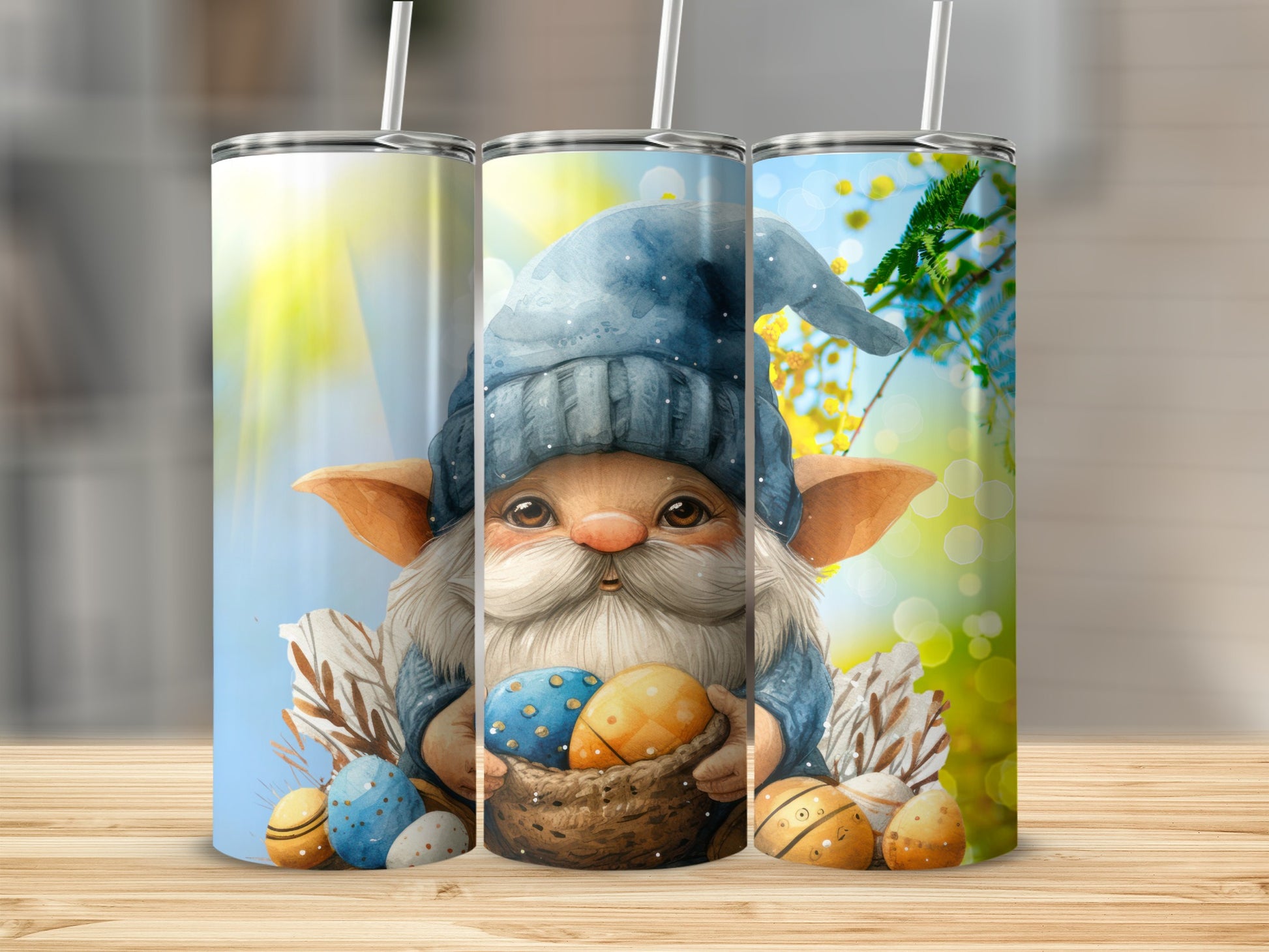 Easter Gnome with Eggs Drinking Tumbler Cup Gift