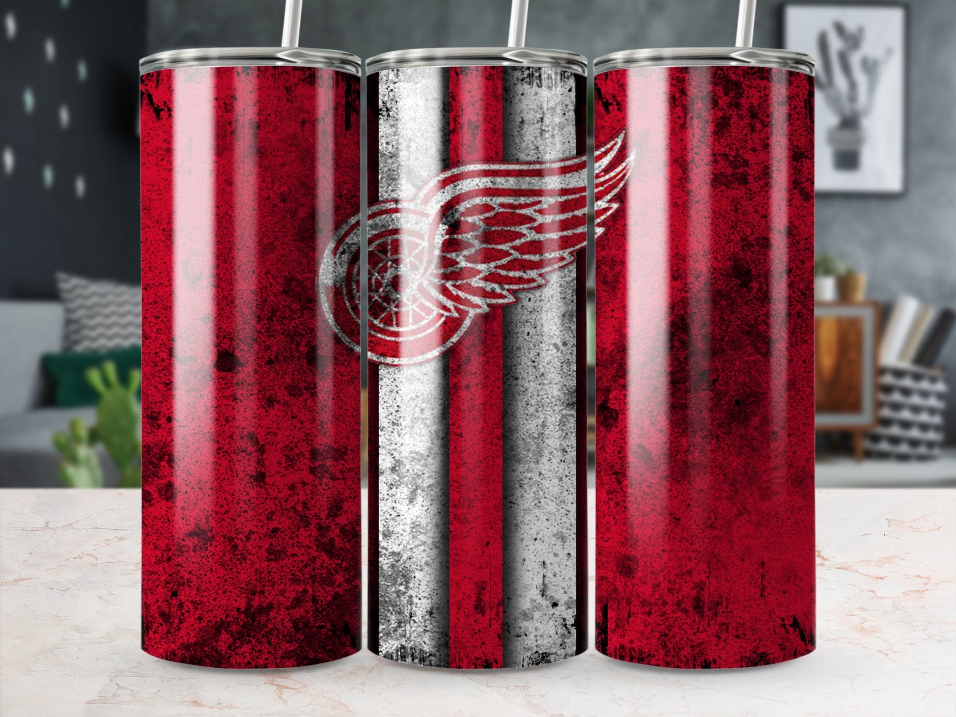 Vintage Red and White Striped Insulated Tumbler