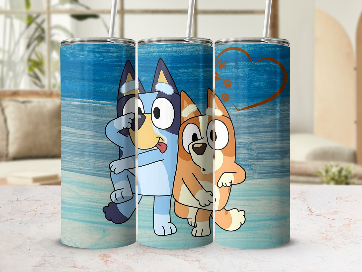 Cartoon Characters Dancing Blue Background Tumbler