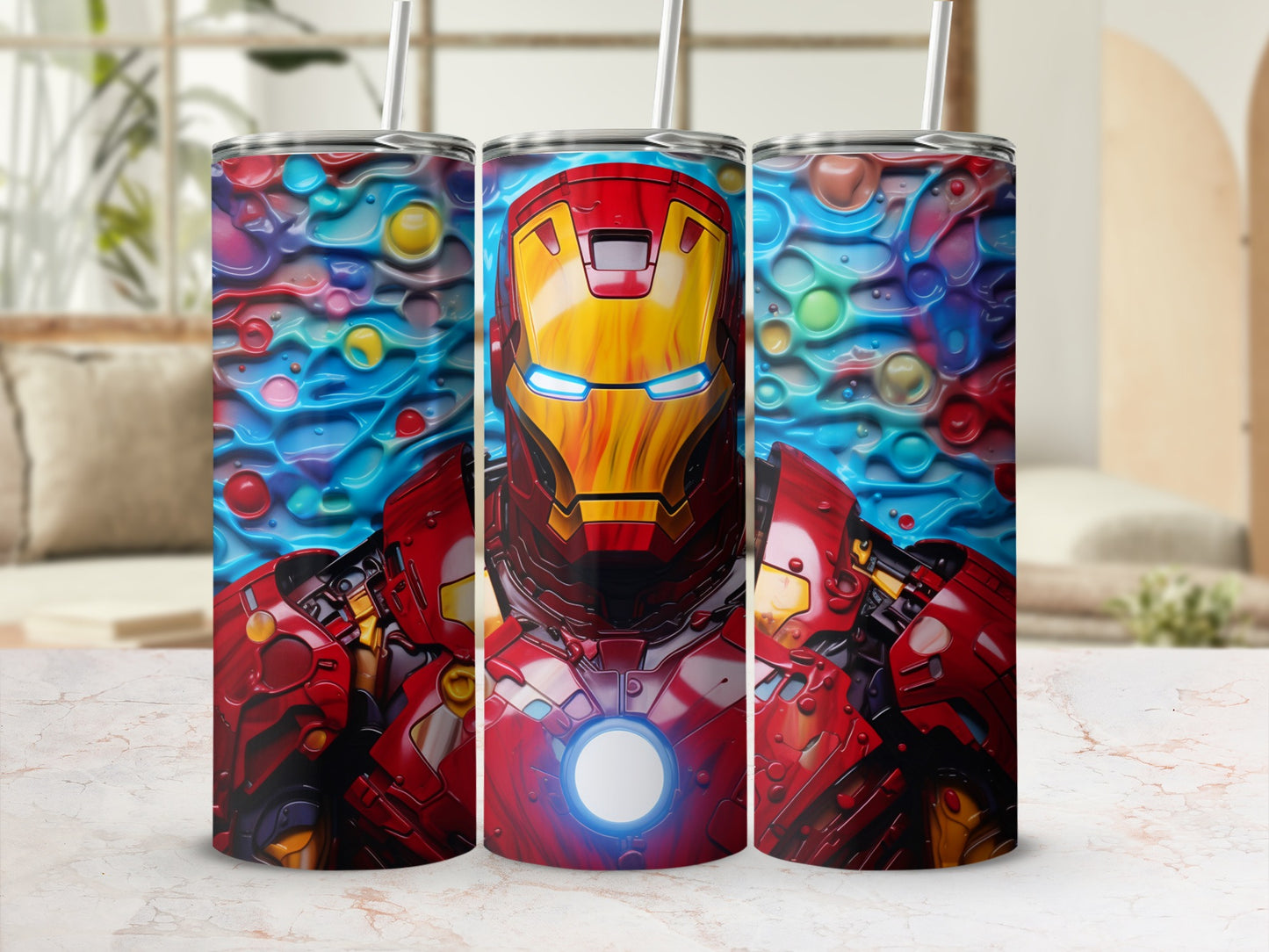 Colorful Superhero Graphic Stainless Steel Tumbler
