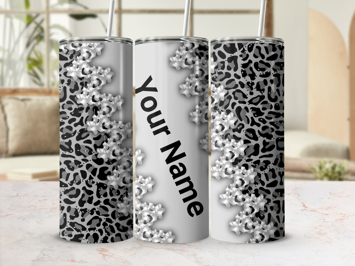 Personalized Leopard Print Tumblers Customizable Flask