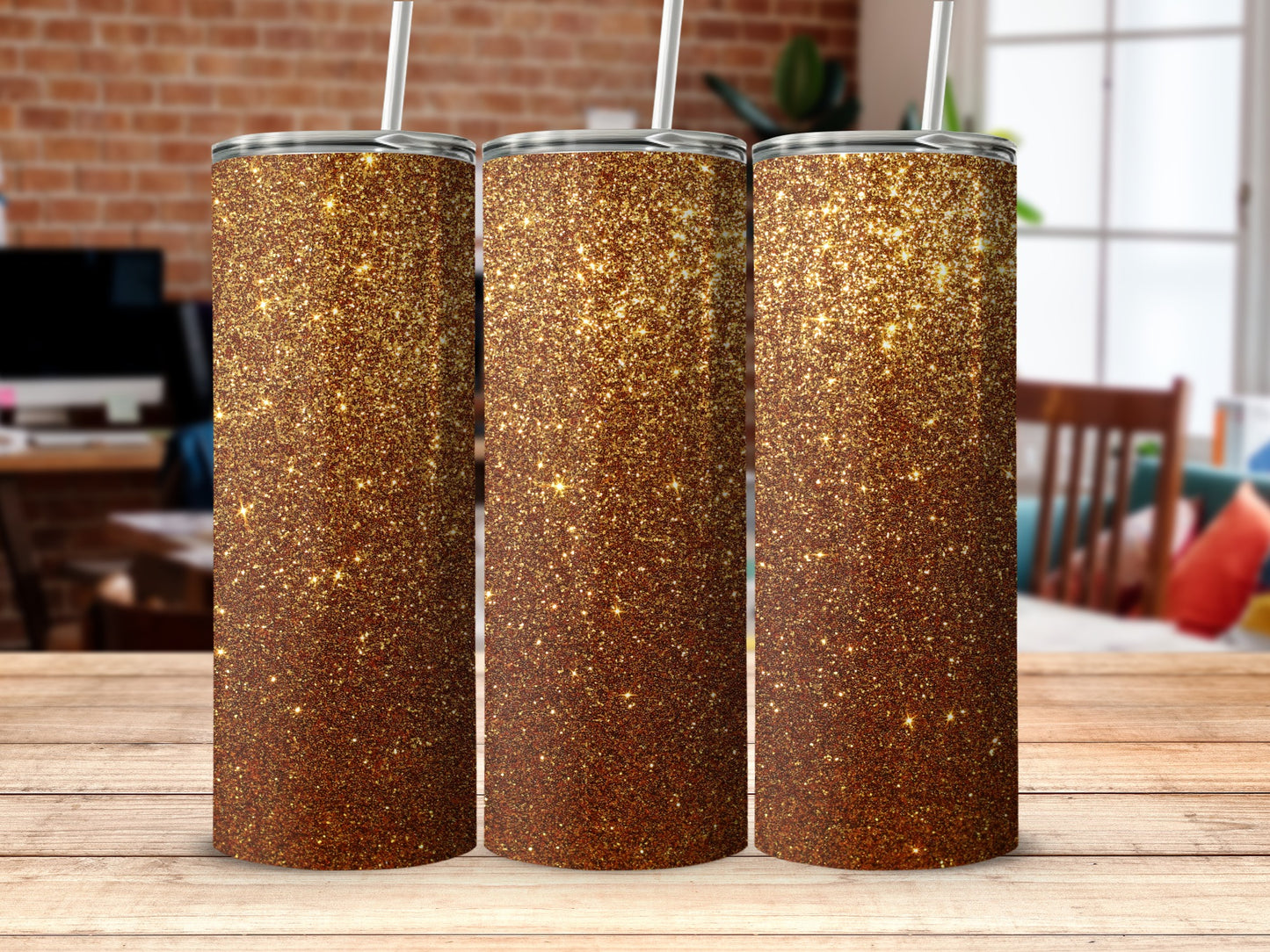 Sparkly Golden Brown Glitter Drinkware Tumblers Product