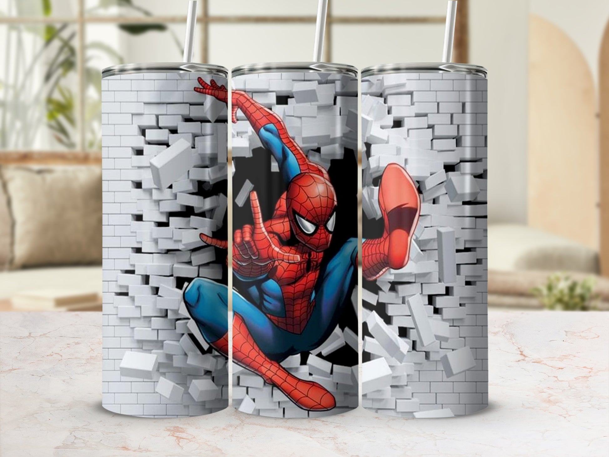 Spider-Man Breaking Through Wall Design Tumbler