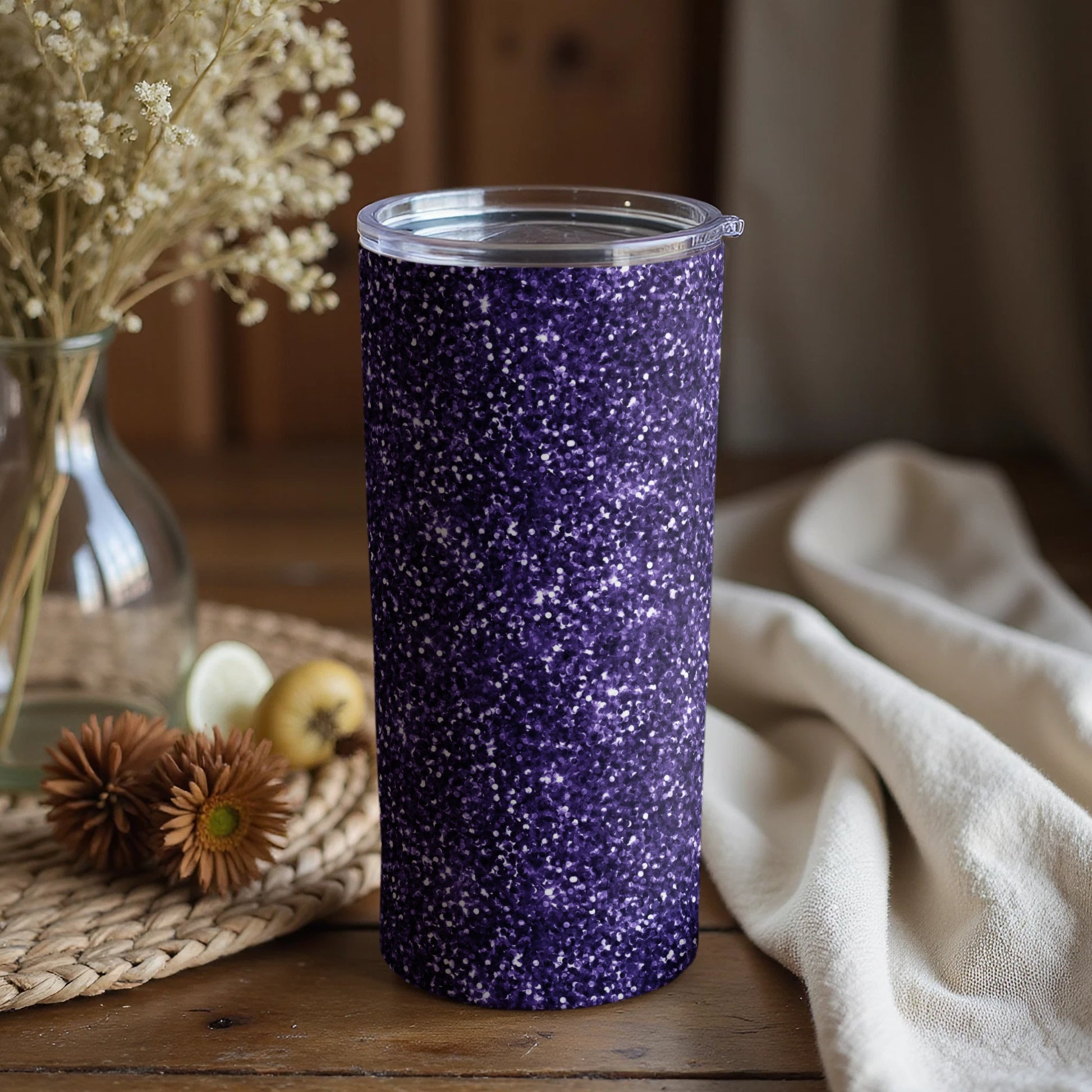Sparkling Purple Glitter Design Travel Mug