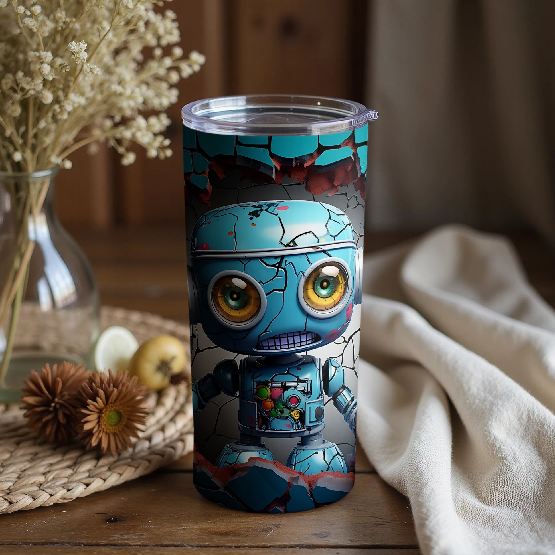 Adorable Broken Robot Graphic Design Tumbler