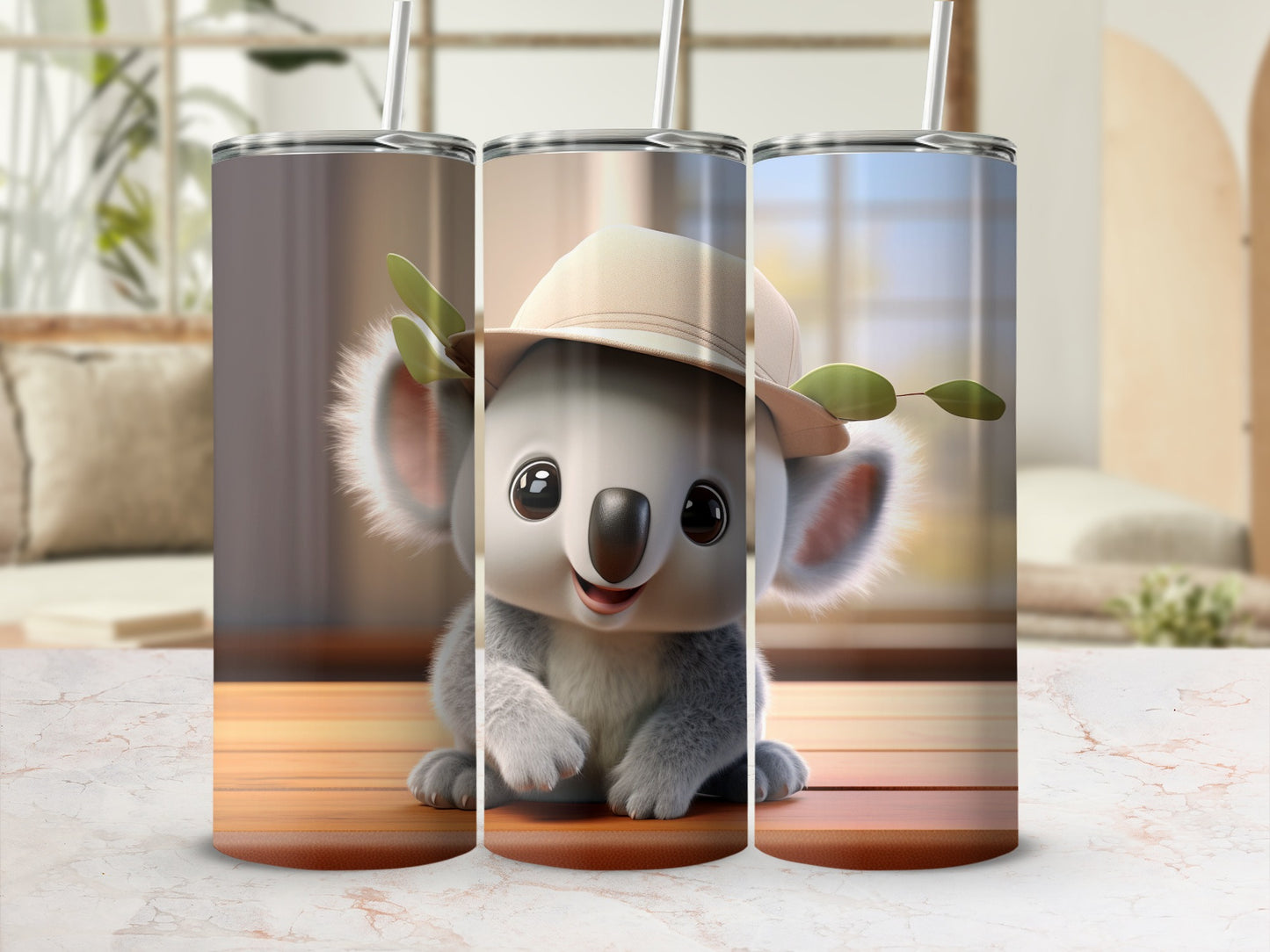 Adorable Koala with Hat Design Tumbler Product