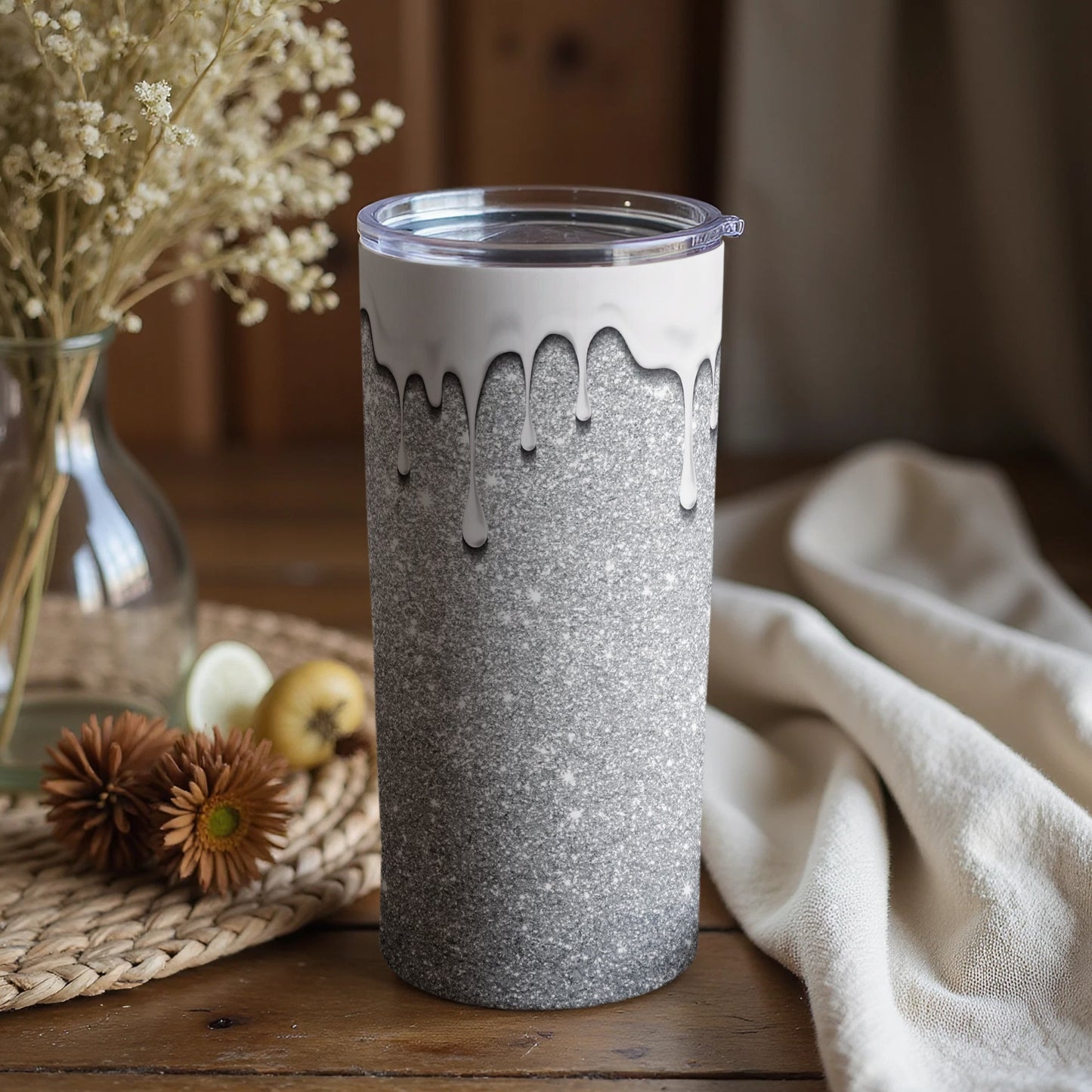Elegant Gray Dripping Design Tall Tumbler Product