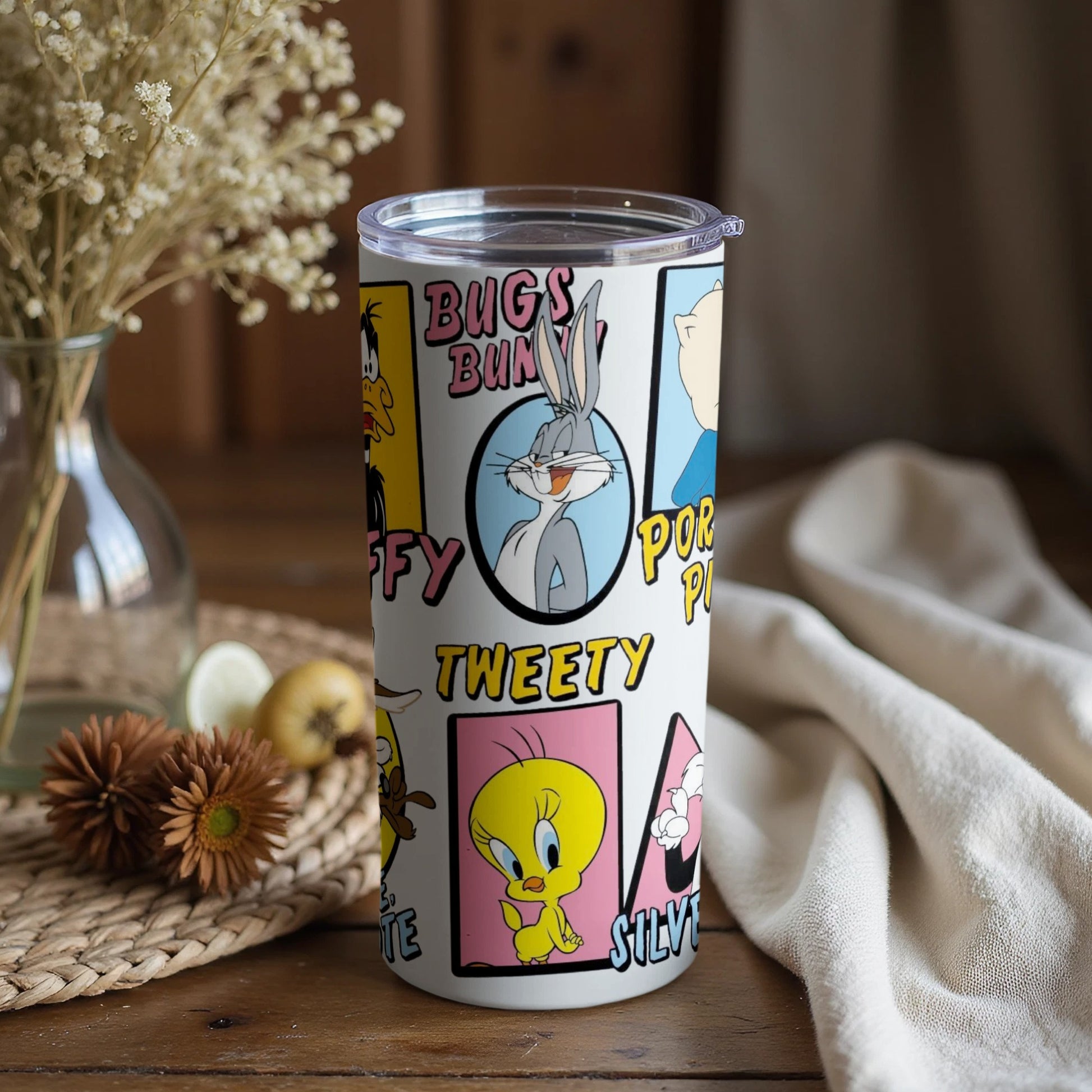 Looney Tunes Character Collage Travel Tumbler Cup