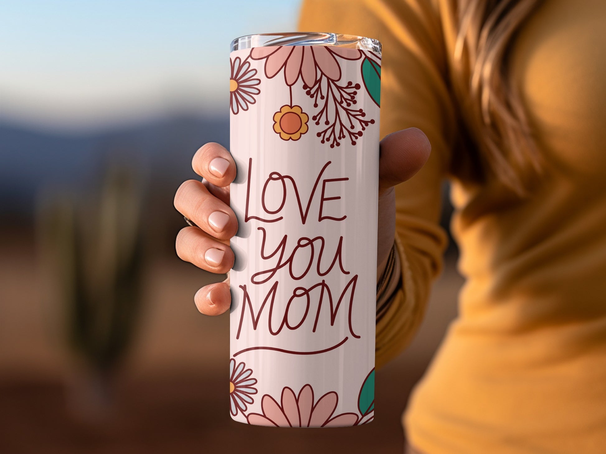 Floral Love You Mom Insulated Travel Tumbler for Beverages