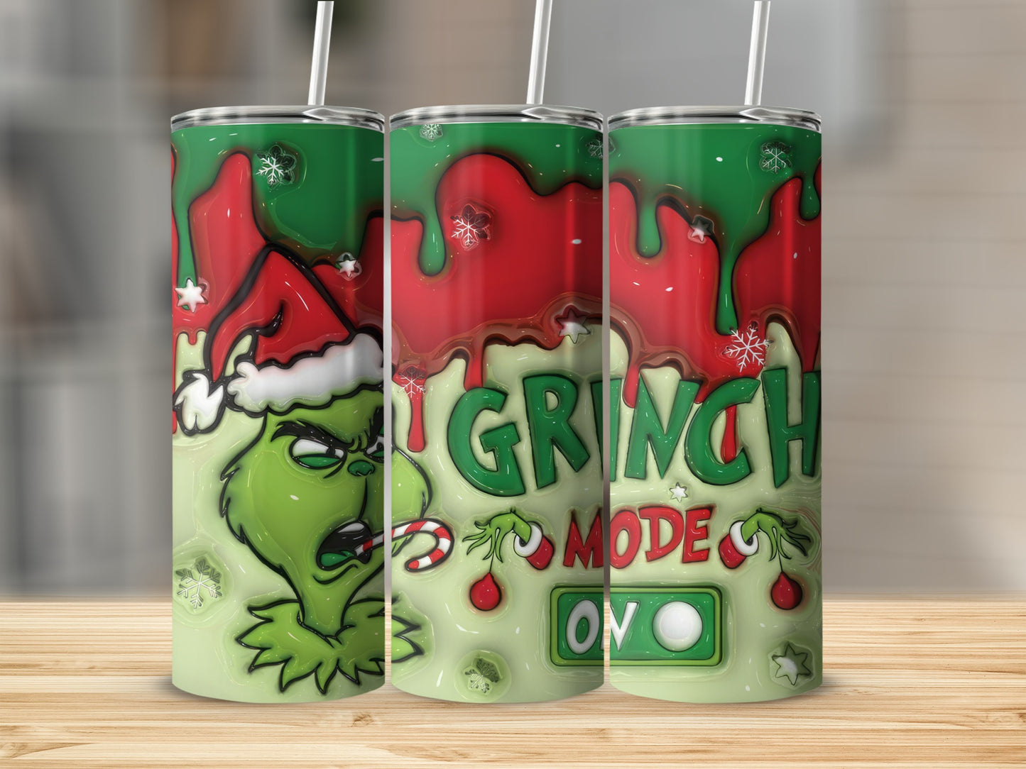 Grinch Mode ON Christmas Tumbler 20 oz Holiday Gift