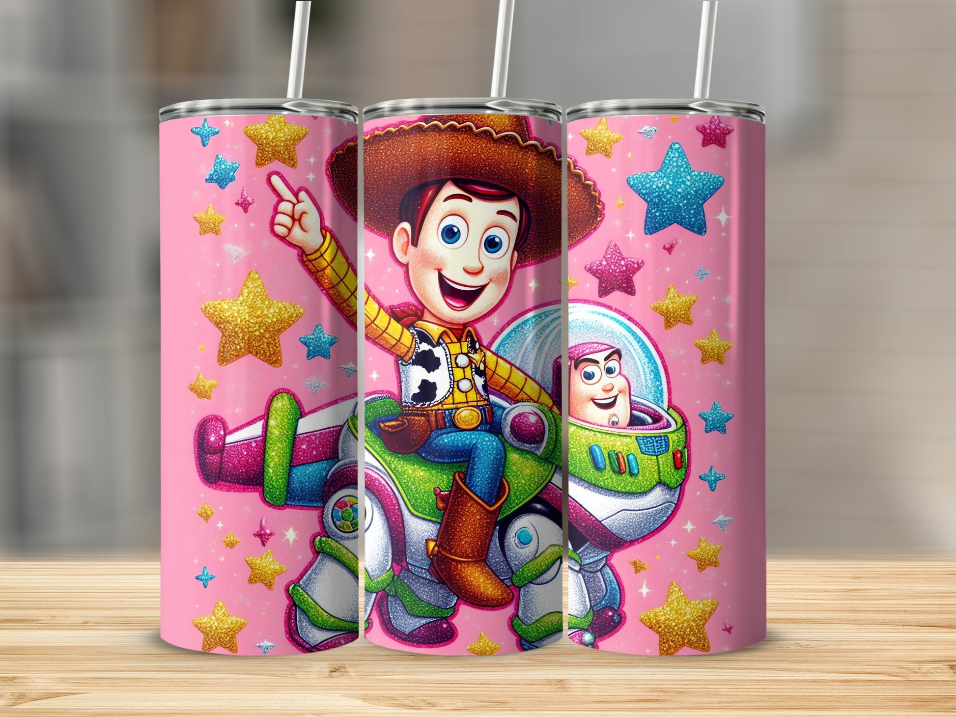 Sparkling Woody and Buzz Stars Pink Tumbler Cup