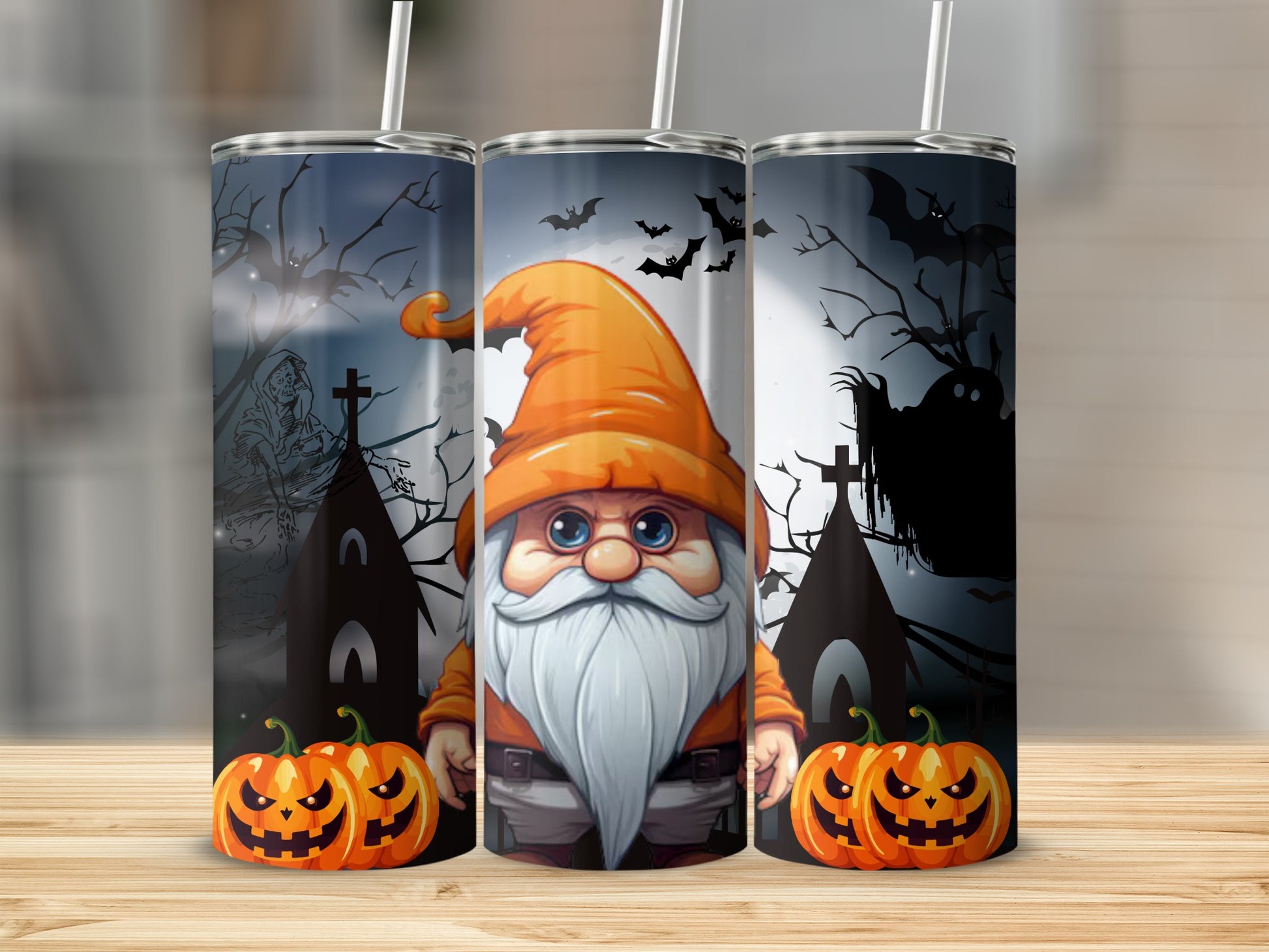 Halloween Gnome and Pumpkin Themed Tumbler Product
