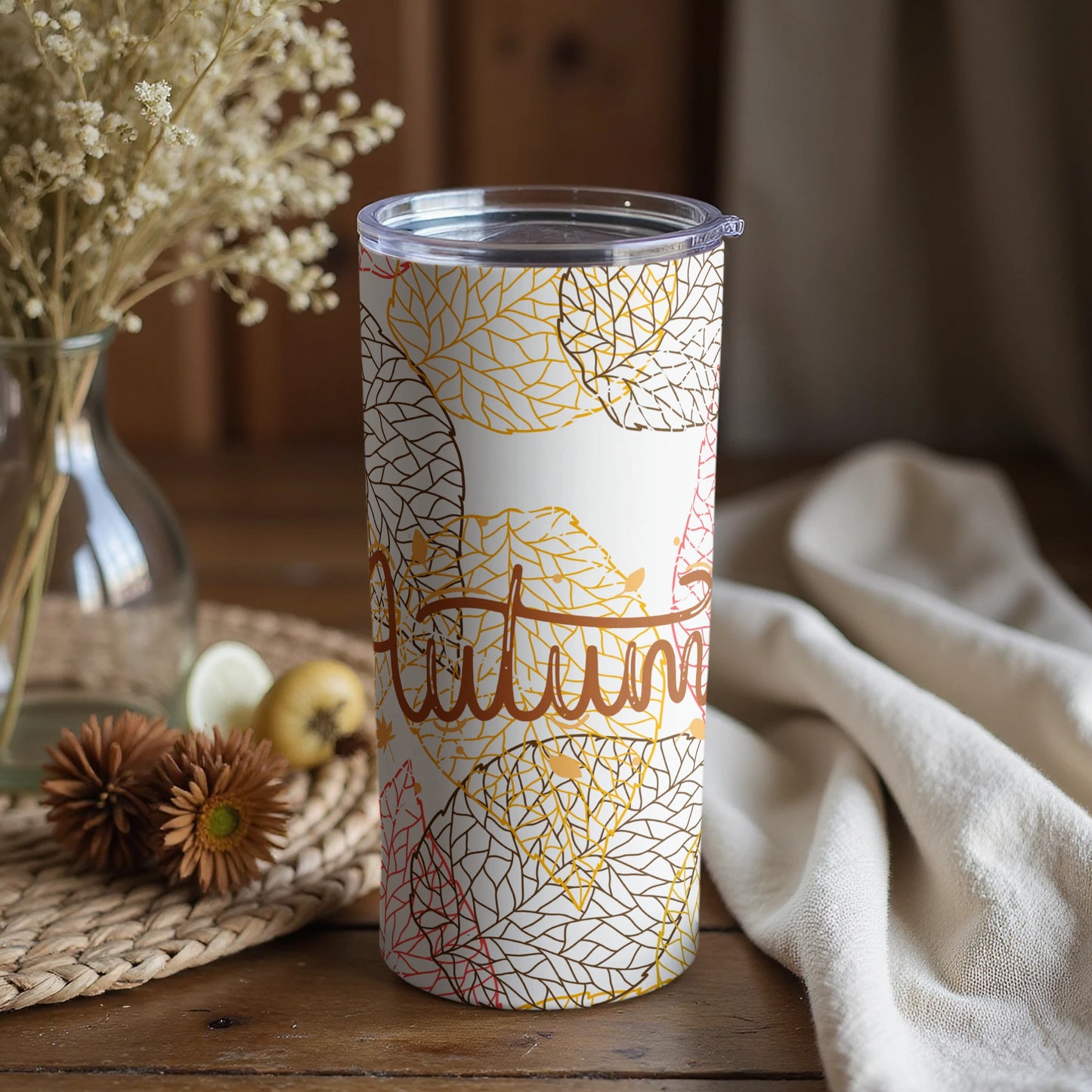 Stylish Autumn Leaves Pattern Insulated Tumbler