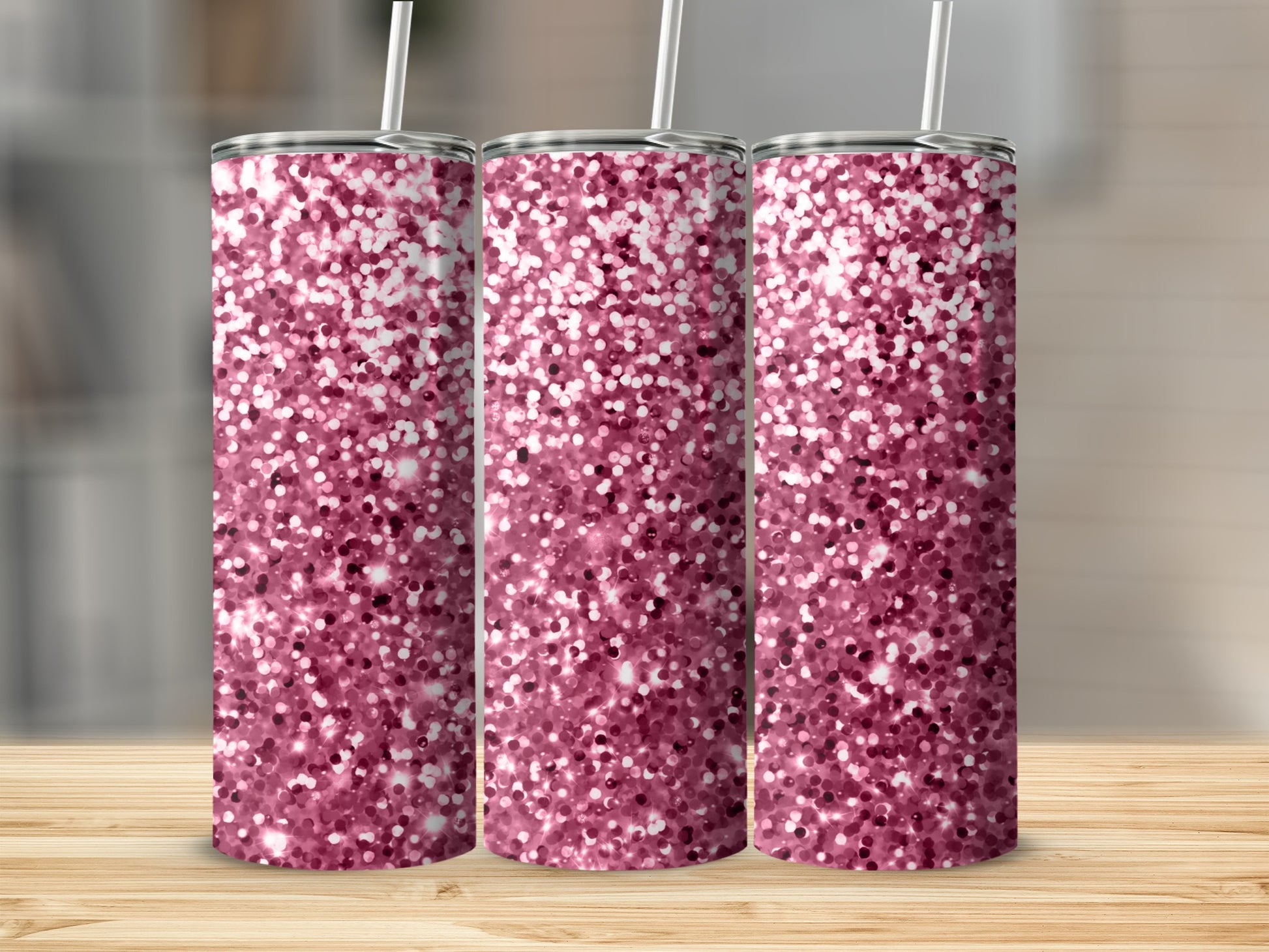 Sparkly Pink Glitter Patterned Tumbler Drinkware