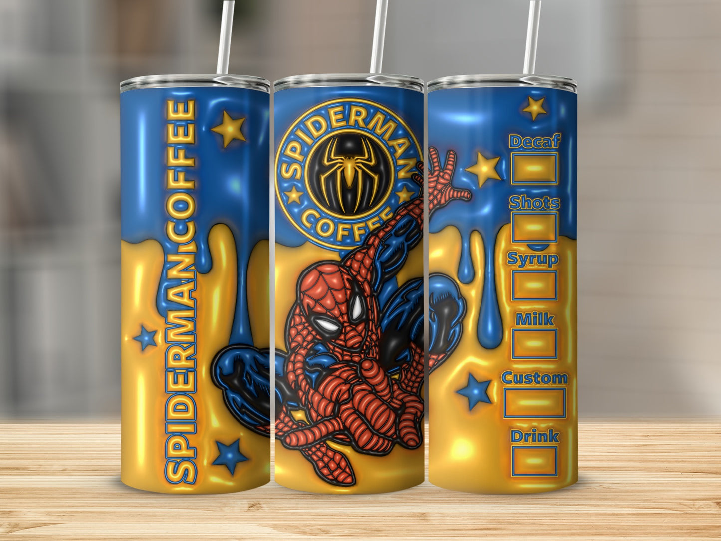 Spiderman Coffee Custom Drink Design Tumbler