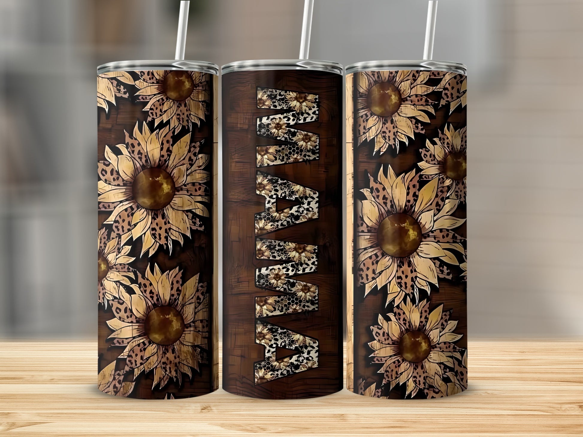 Sunflower and Leopard Print Mama Tumbler