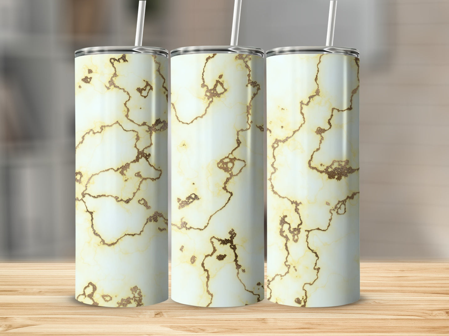Golden Veins Inlaid On Ivory Background Design Tumblers