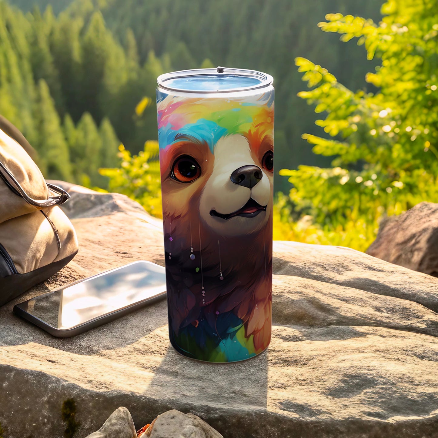 Colorful Animal Face Tumbler Outdoor Adventure product type
Tumbler, Dog, Puppy, Colorful, Animal, Vibrant, Watercolor, Pet lover, Drinkware, Travel cup, Outdoor, Nature, Hiking, Adventure, Forest, Gift, Unique, Art, Insulated, Hydration