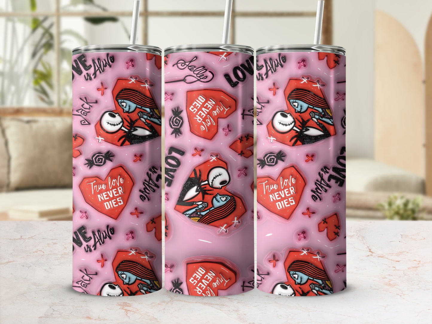 Love Never Dies Romantic Art Tumbler Cup Design